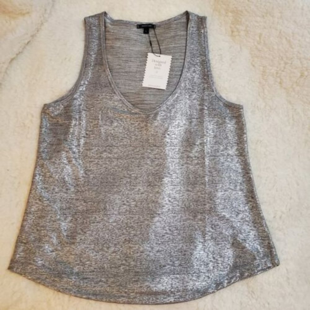 Stella & Dot "Everybody" Silver Metallic Tank Women’s Size L